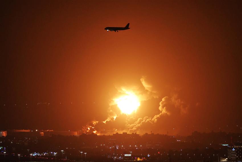 Golden sunset and plane